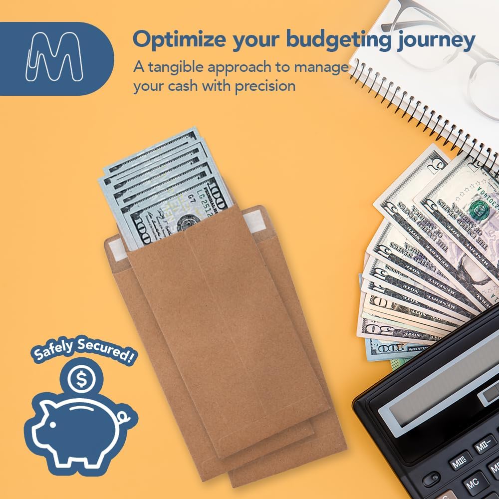 MOS #7 Brown Coin Envelopes 3.5 x 6.5 Inch 120 Pack — Self-Seal Kraft Money Envelopes for Cash, Budgeting, Savings Challenges, Seed Storage, Small Parts