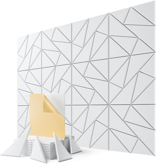 12-Pack Acoustic Panels,12"x12"x0.4" Soundproof Wall Panels, Peel & Stick Sound Proof Foam Panels for Walls, Geometric Noise Reduction Panels for Home Office,Studio (White)