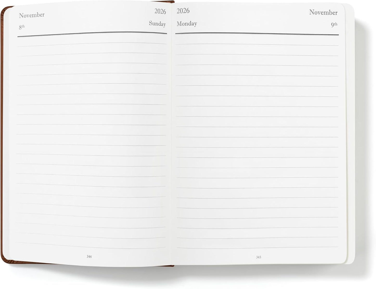 Wykeham's Executive 2026 Daily Journal Planner – US Public Holidays & Format – Customization Available (Brown, 8.5"×5.5")