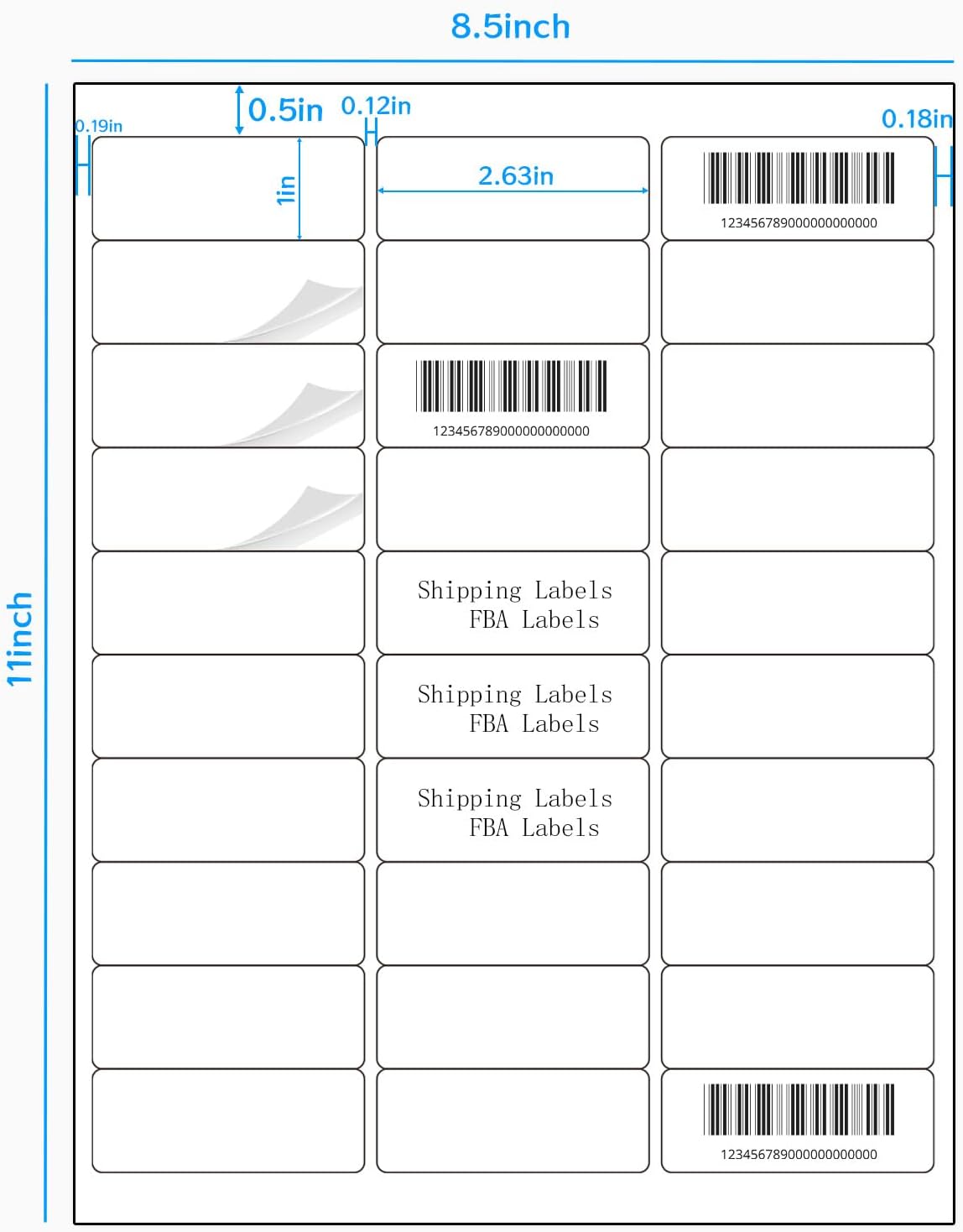 1" x 2-5/8" Address Labels 600 Labels Sticker Paper for Laser/Inkjet Printer Mailing Labels 8.5"×11"-White/20 Sheet