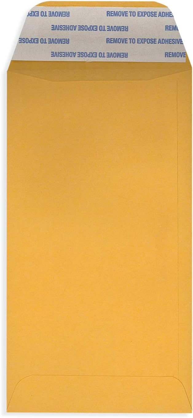 NextDayLabels #7 Coin Envelopes - 50-Pack Brown Kraft Peel & Seal Money Envelopes for Cash, Coins, Jewelry, or Small Parts for Home, Office, or Business Use - Made in USA