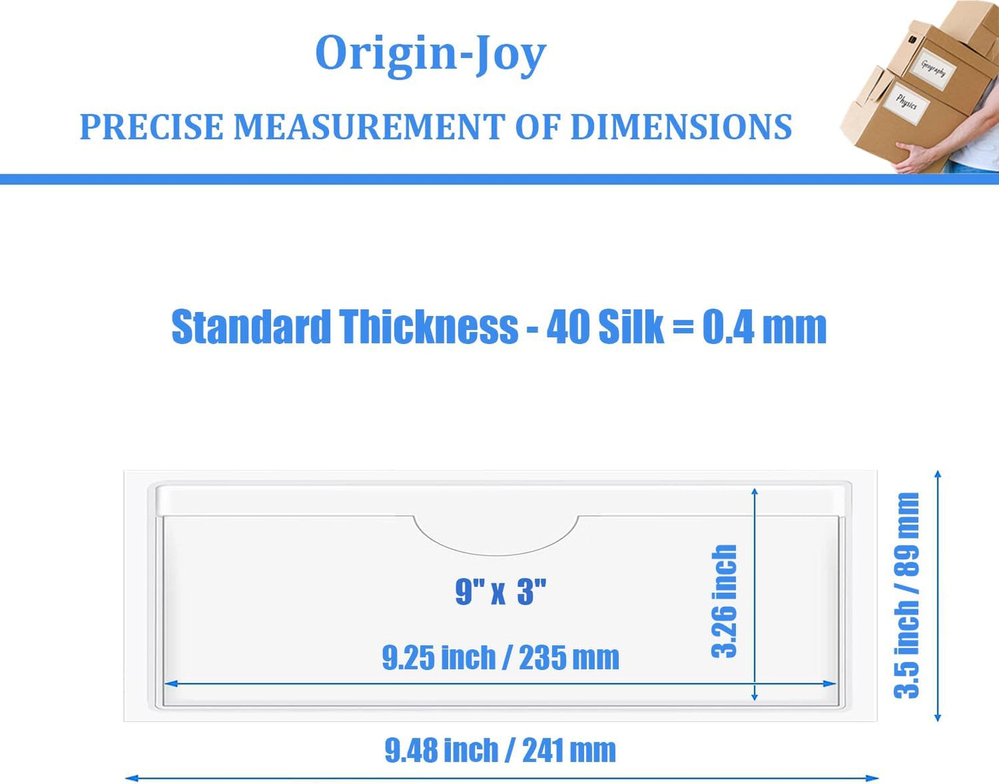 Origin-Joy 25 PCS Self-Adhesive Index Label Pockets, Clear Plastic Peel & Stick Card Holders with Top Open for Loading (9 x 3 inch)