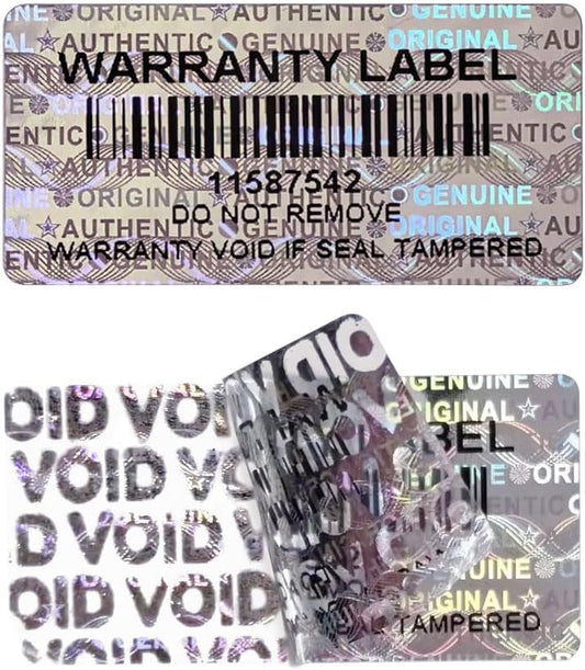 520pcs Tamper Evident Proof Stickers with Barcode Hologram Security Labels Genuine Warranty Seal with Unique Serial Number(1.2 X 0.6 Inch Silver)