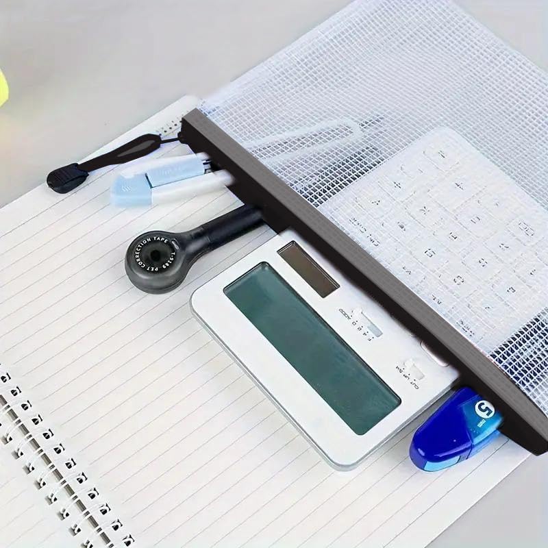 Mesh Pouch Bag,B5 Zipper Bag for Organizing Storage, Waterproof Zipper Pouch, 8" x 11"/21cm x 30cm, File Bag for School and Office Supplies (Black)