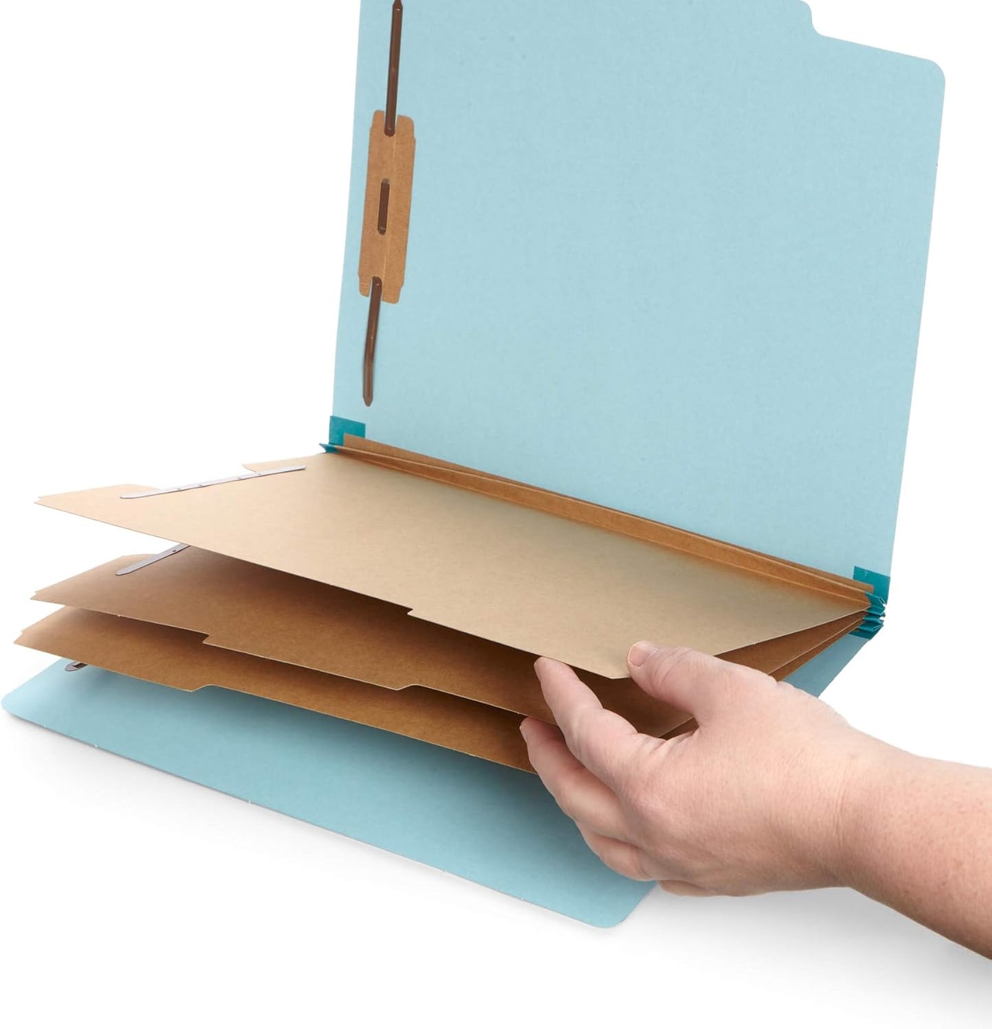 Blue Summit Supplies Light Blue Classification Folders, 3 Dividers, Letter Size with 2 Inch Tyvek Expansions, 8 Section , 10 Pack