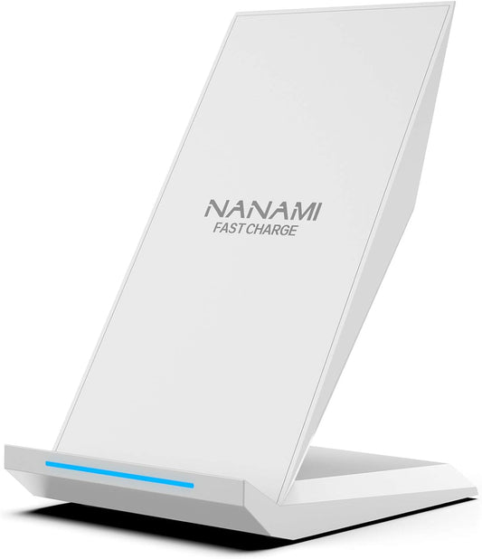 NANAMI Fast Wireless Charger - Qi Certified Charging Stand 7.5W Compatible iPhone 17/17 Pro/17 Pro Max/16/15/14/13/12, 10W for Samsung Galaxy S25/S24/S24 Ultra//S23/S22/21/S20 and Qi-Enabled Phones
