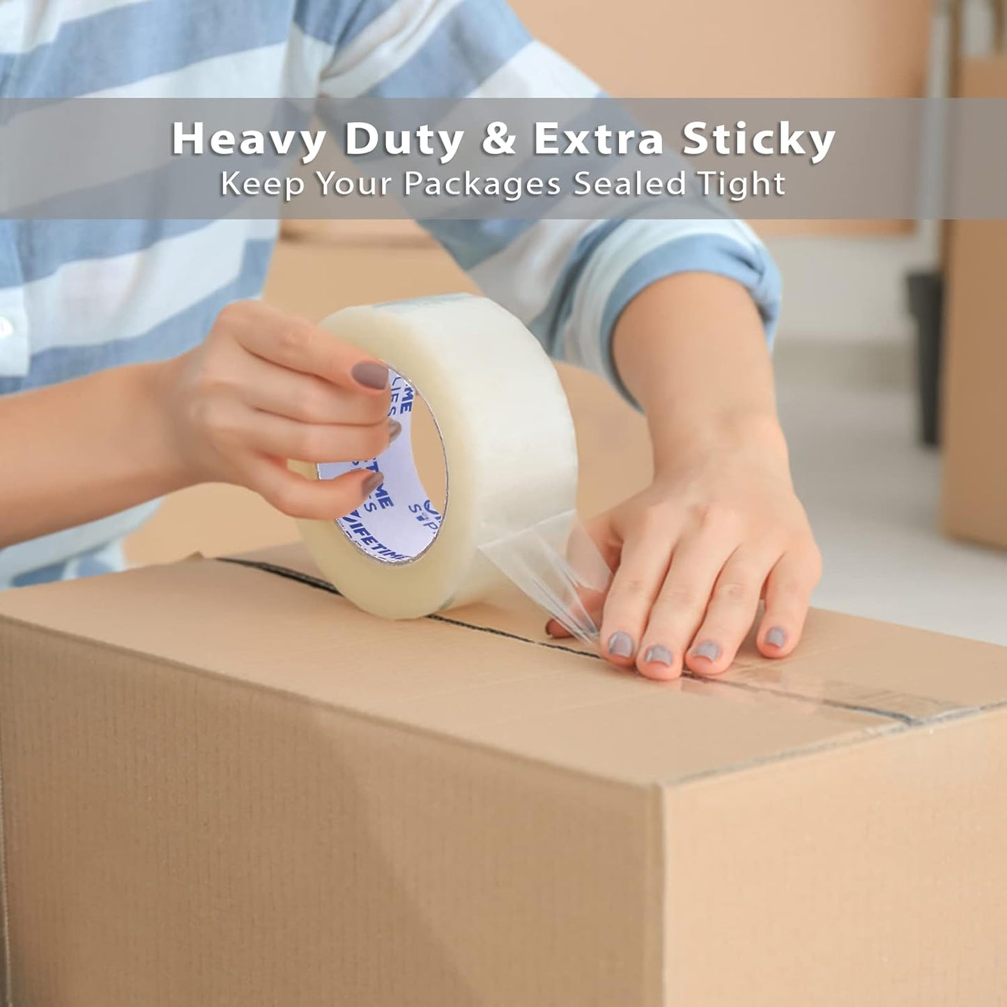 36 ROLLS [UPGRADED] Brown Premium Packing Tape, 65 YARDS, 2.2 mil, Heavy Duty Packaging Tape for Shipping, Moving, Sealing - STRONGER & THICKER