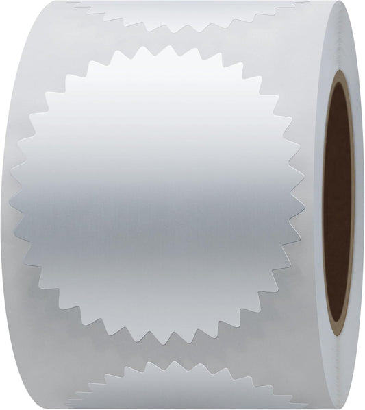 Hybsk 300pcs 2 inch Silver Metallic Certificate Sealing Labels with Serrated Edge Awards Legal Embossing Stickers (Silver)