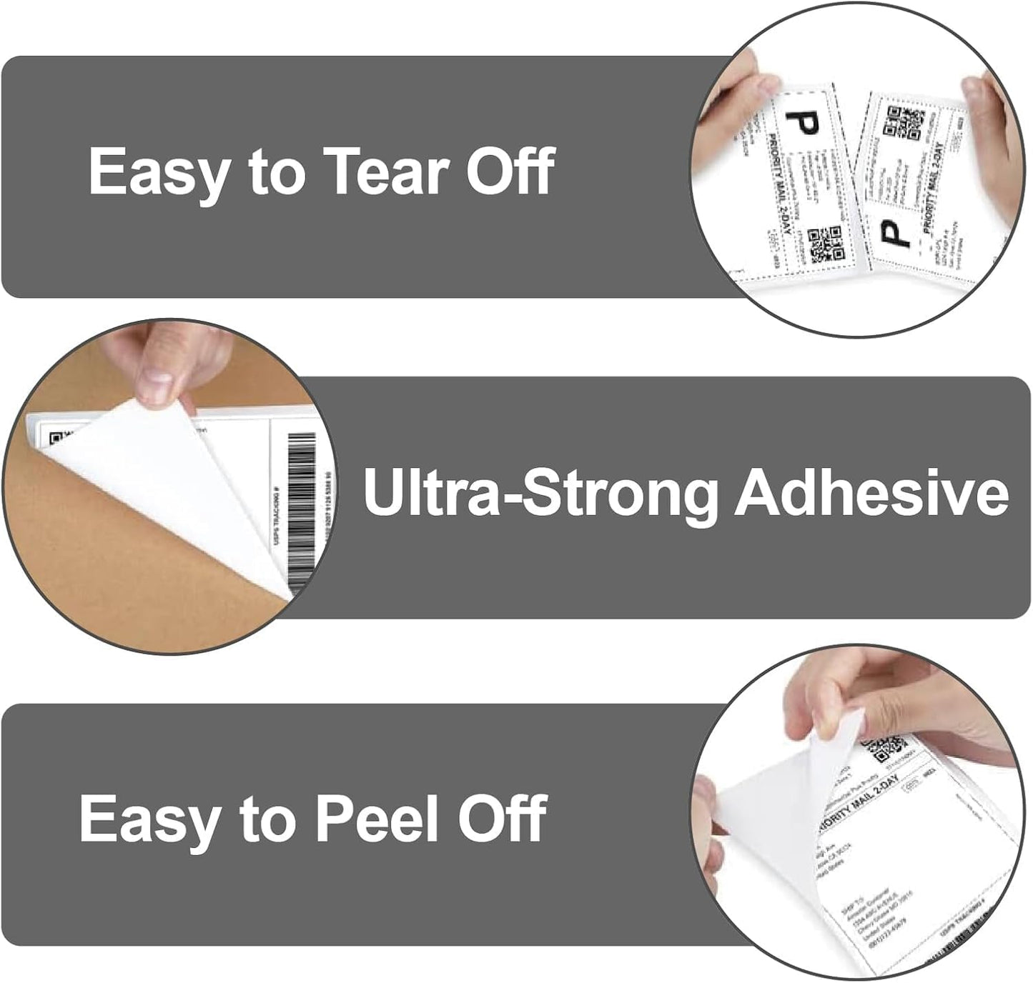 4x6 Thermal Labels Roll, 1 Roll of 500 Labels HUOJI Direct Thermal Shipping Labels Compatible with Rollo, Zebra, MUNBYN Printers, Commercial Grade