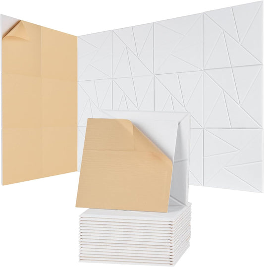 VEVOR 18 Pack Acoustic Panels with Self Adhesive, 11.8 x 11.8 x 0.4 inch Sound Proof Foam Panels, Polyester Fiber Soundproof Wall Panels High Density, for Home, Studio, Office, Theater, White
