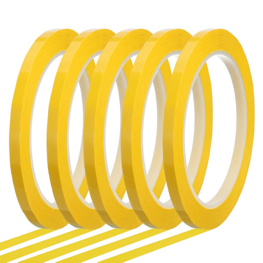 MECCANIXITY Whiteboard Tape 1/4" x 72 Yard Pinstripe Graphic Chart Line Grid Marking Tapes for Classroom Office Dry Erase Board Art, Dark Yellow, Pack of 5