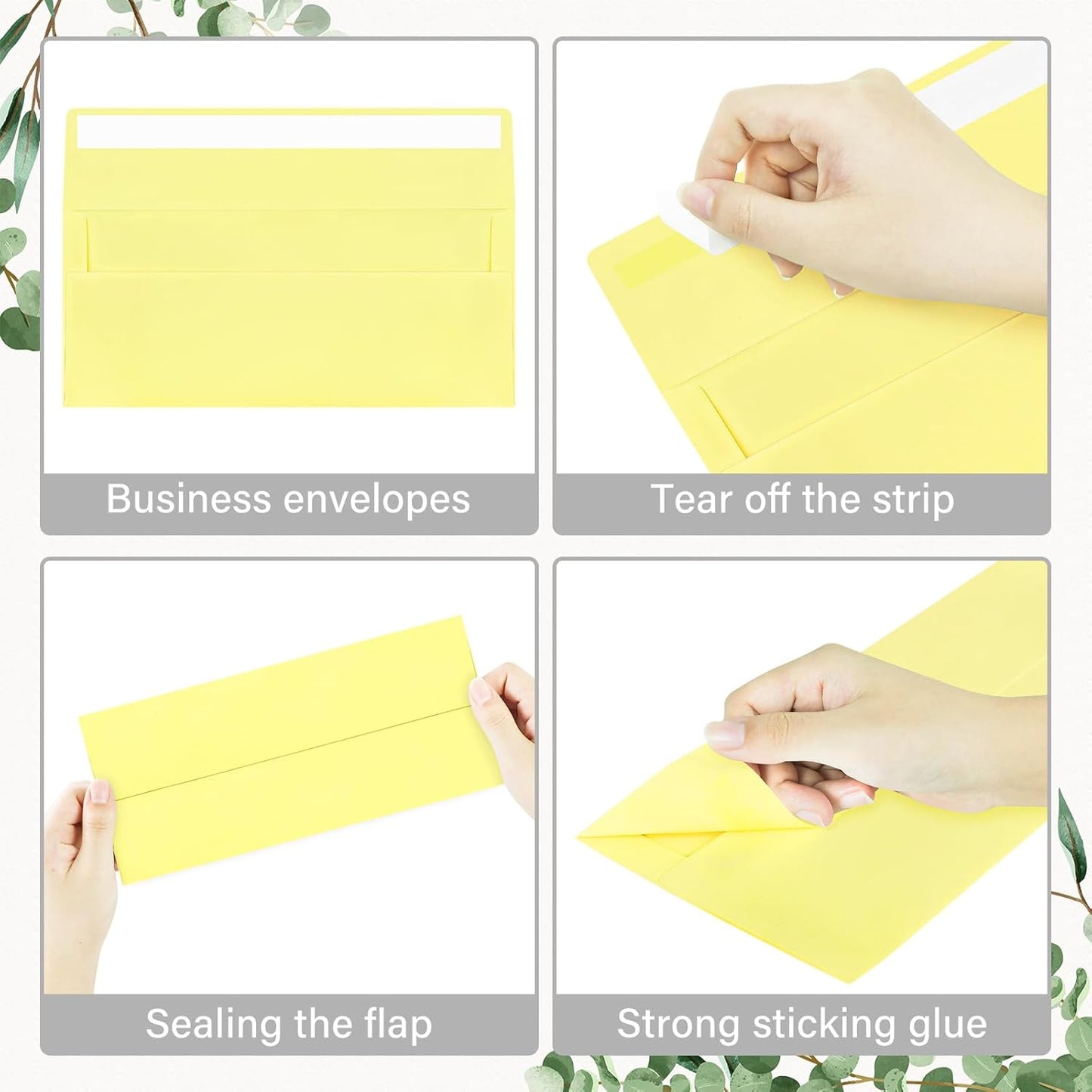 100 Pack #10 Business Envelopes, Self Seal Standard Light Yellow Envelopes for Secure Business & Legal Mailing, Office, Checks, Letter, Invoices, 4 1/8 x 9 1/2 Inches