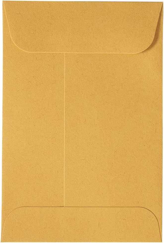 JAM PAPER #4 Coin Business Commercial Envelopes with Peel and Seal Closure - 3 x 4 1/2 - Brown Kraft Manila - 50/Pack