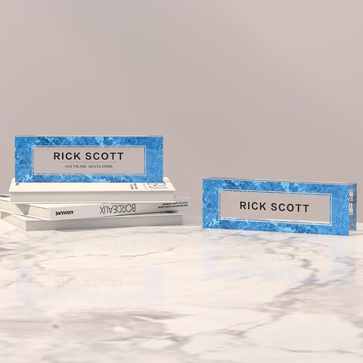 Nameplates Set: Office Desk Name Plate Personalized, Desk Name Plates for Office, Teacher Name Plate for Desk