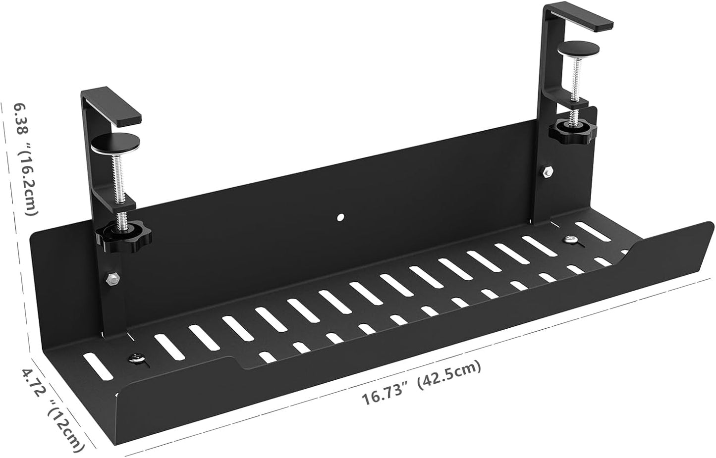 VIDOR Desk Cable Management Tray, Under Desk Cable Organizer, 17 inch Steel, Easy Install, Black, 2Pcs
