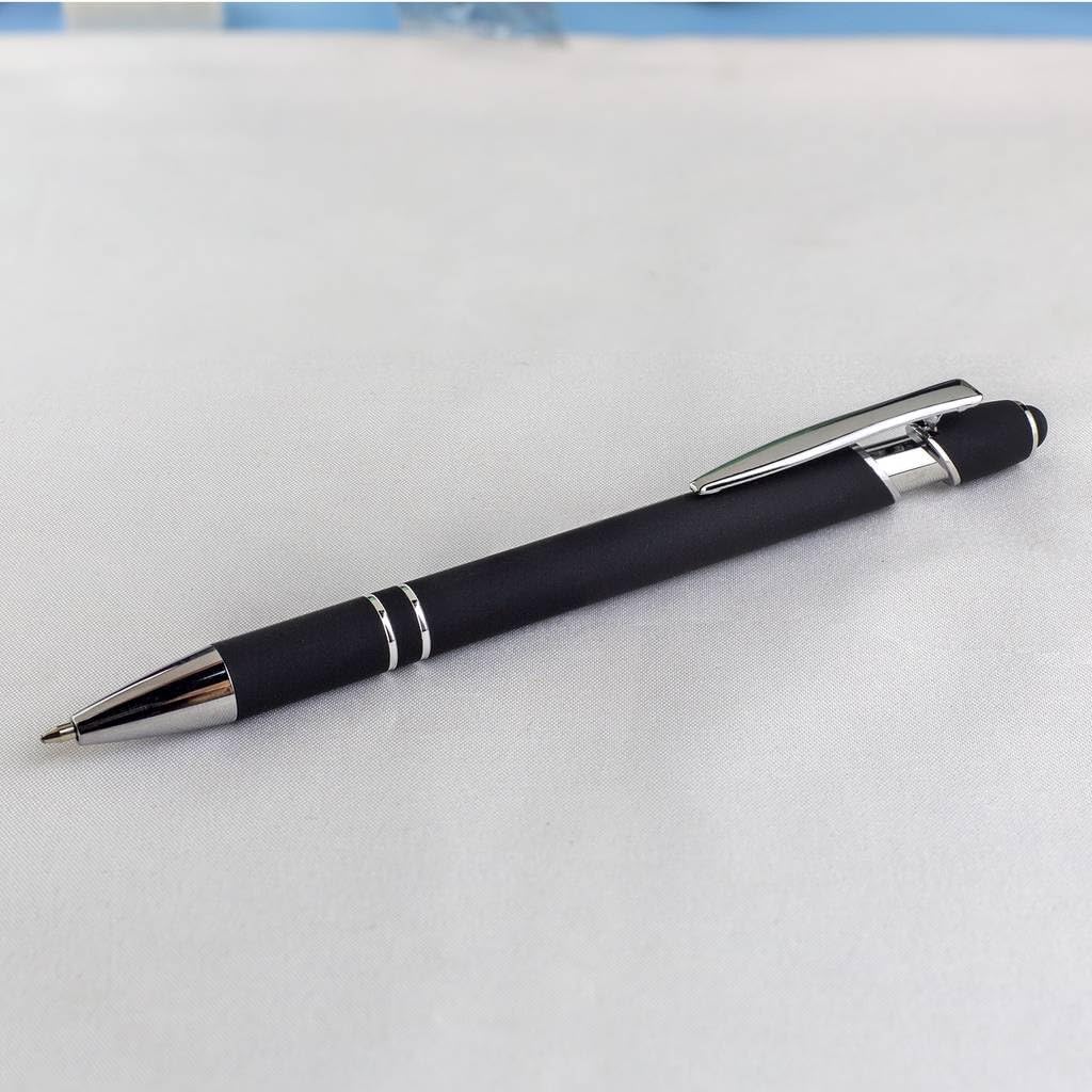 10-Pack Ballpoint Pens with Stylus Tip, Black Ink, 1.0mm Medium Point, Matte Metal Barrel, Assorted Colors – Soft Touch Grip for Office, School