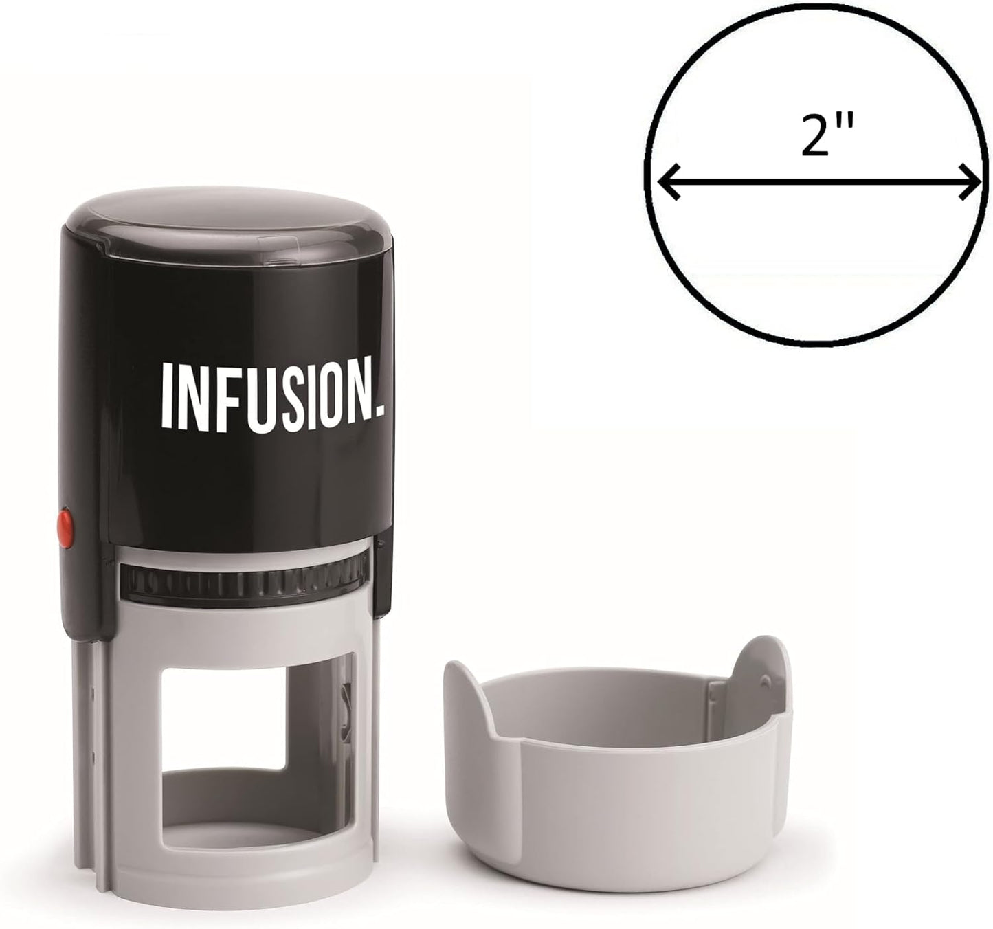 Infusion Custom Text Round Self-Inking Rubber Stamp (2" Diameter) - 1 Line of Text with Initial Line and Border