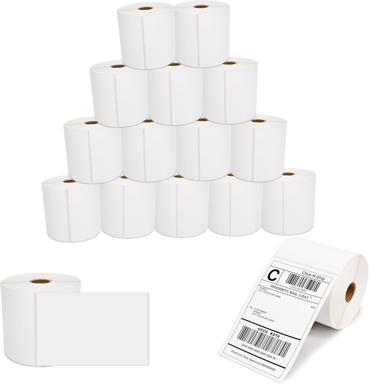 L LIKED 16 Rolls 4" x 6" Direct Blank Thermal Shipping Labels with 450 per Roll - Compatible with Zebra 2844 ZP-450 ZP-500 ZP-505 (16 Rolls - 7200 Labels)