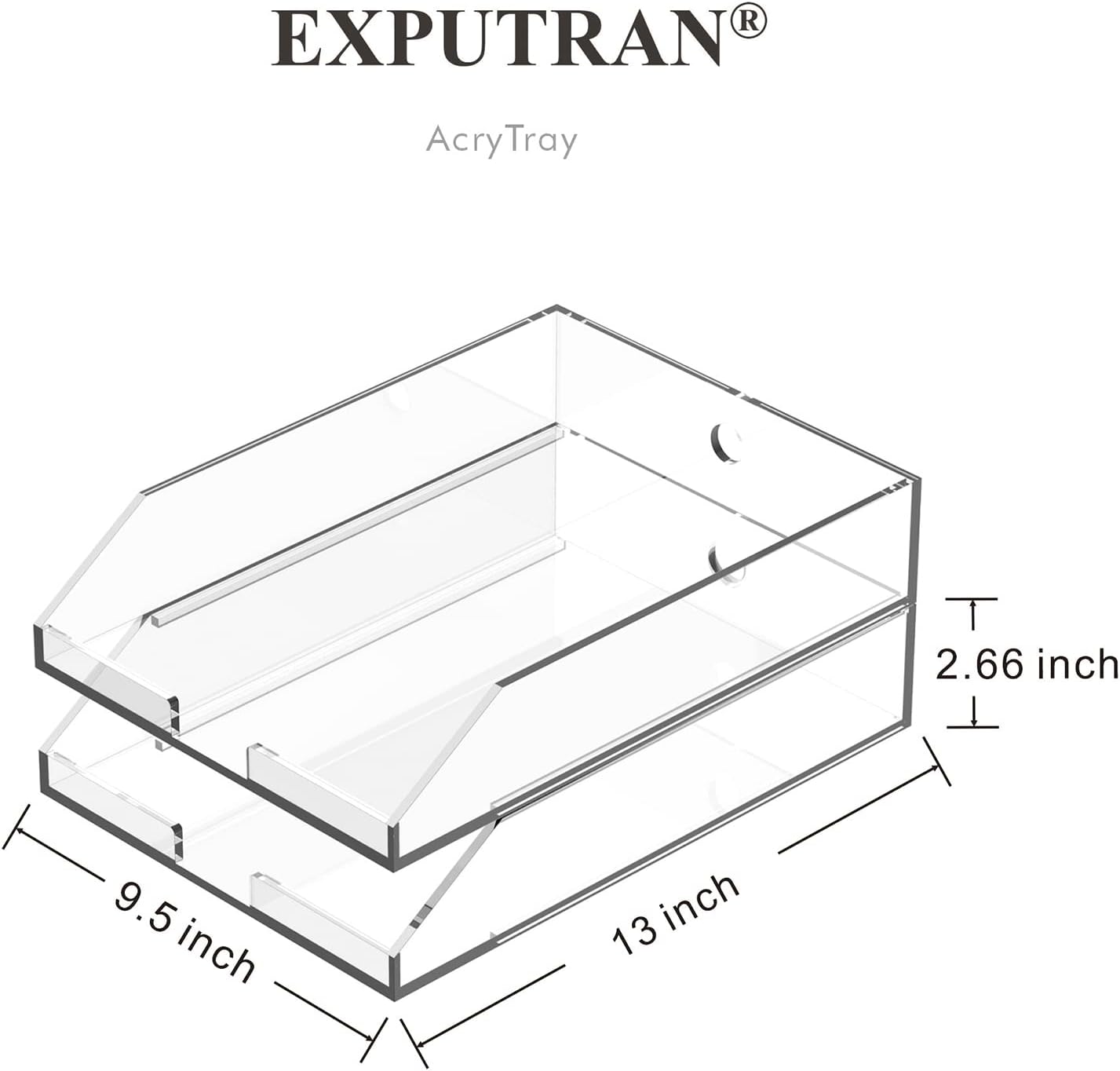 (2pcs Pack) Stackable Clear Acrylic Paper Trays, Desk File Organizer, A4 Paper Holder, Letter Tray