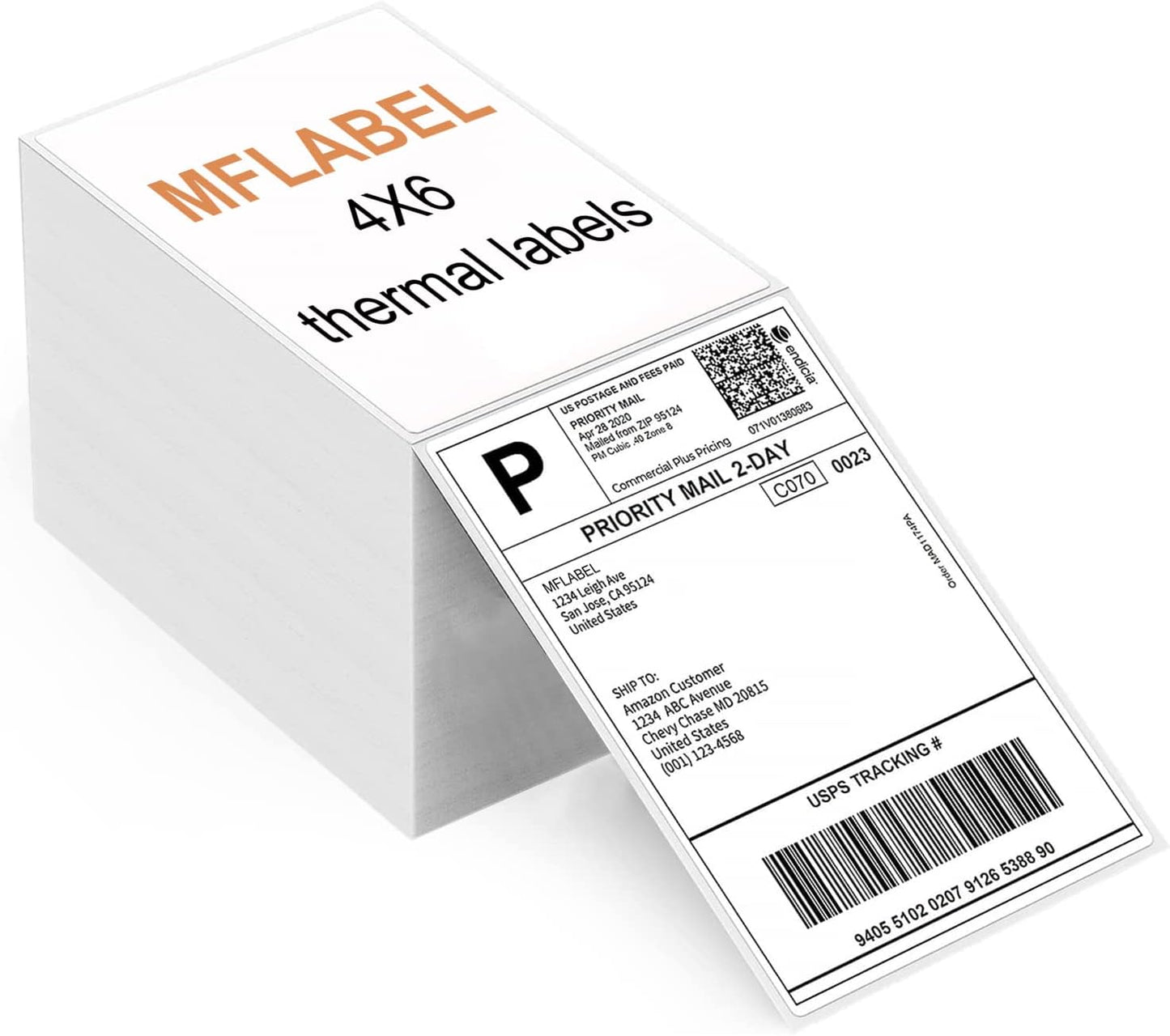 MFLABEL 4"x6" Fanfold Shipping Labels - 2000 Direct Thermal Labels (2 Stacks) for Rollo/Zebra Printers | Ultra-Strong Adhesive, Waterproof & Fade Proof | FedEx/USPS/UPS, Amazon FBA & Ebay Certified