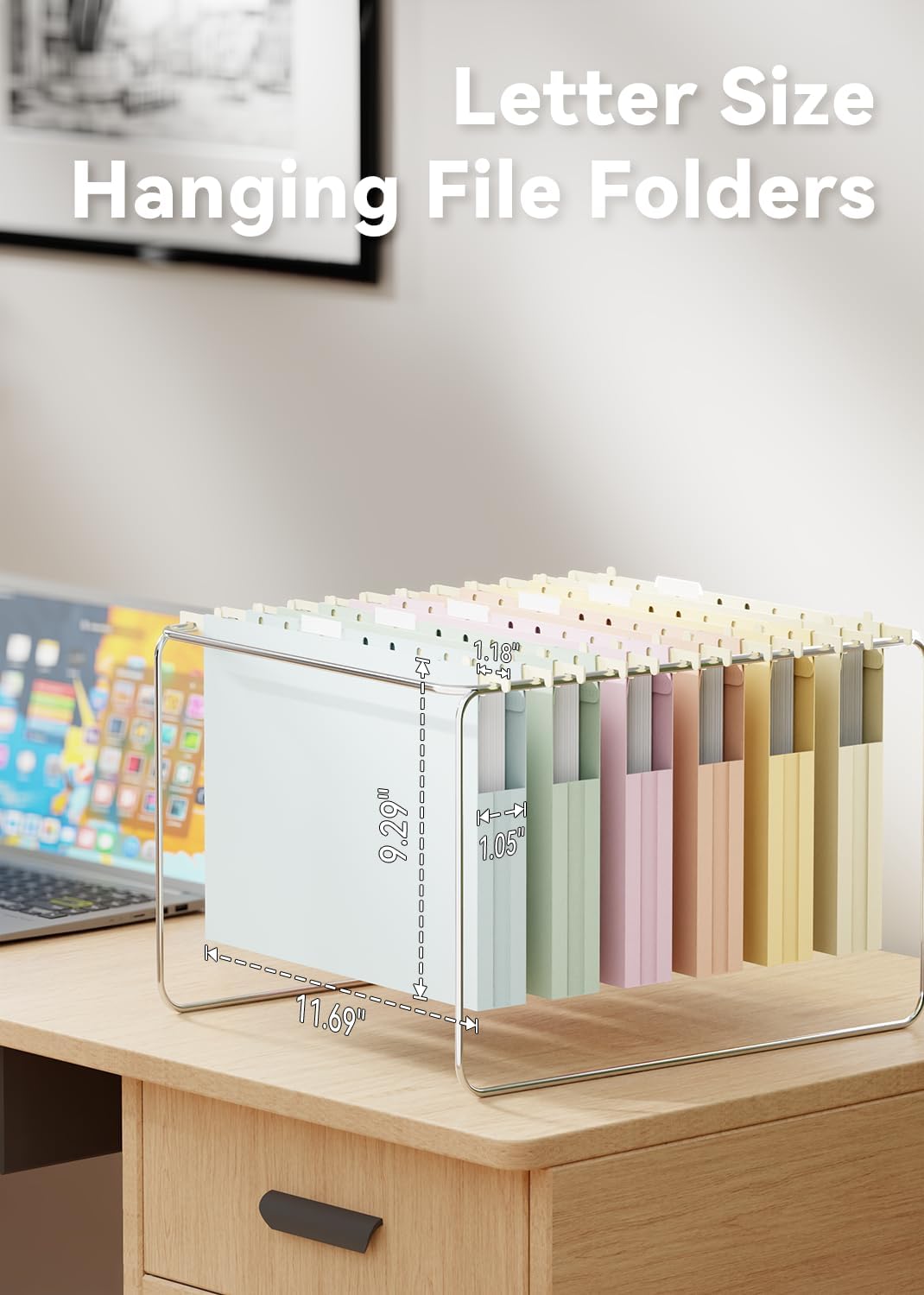 Ansook Plastic Hanging File Folders Letter Size,1" Expanding File Folder with Tabs,12 Pack File Cabinet Folders for Documents,Morandi Colored File Folders,Stay Organized for Home and Office Bulk File