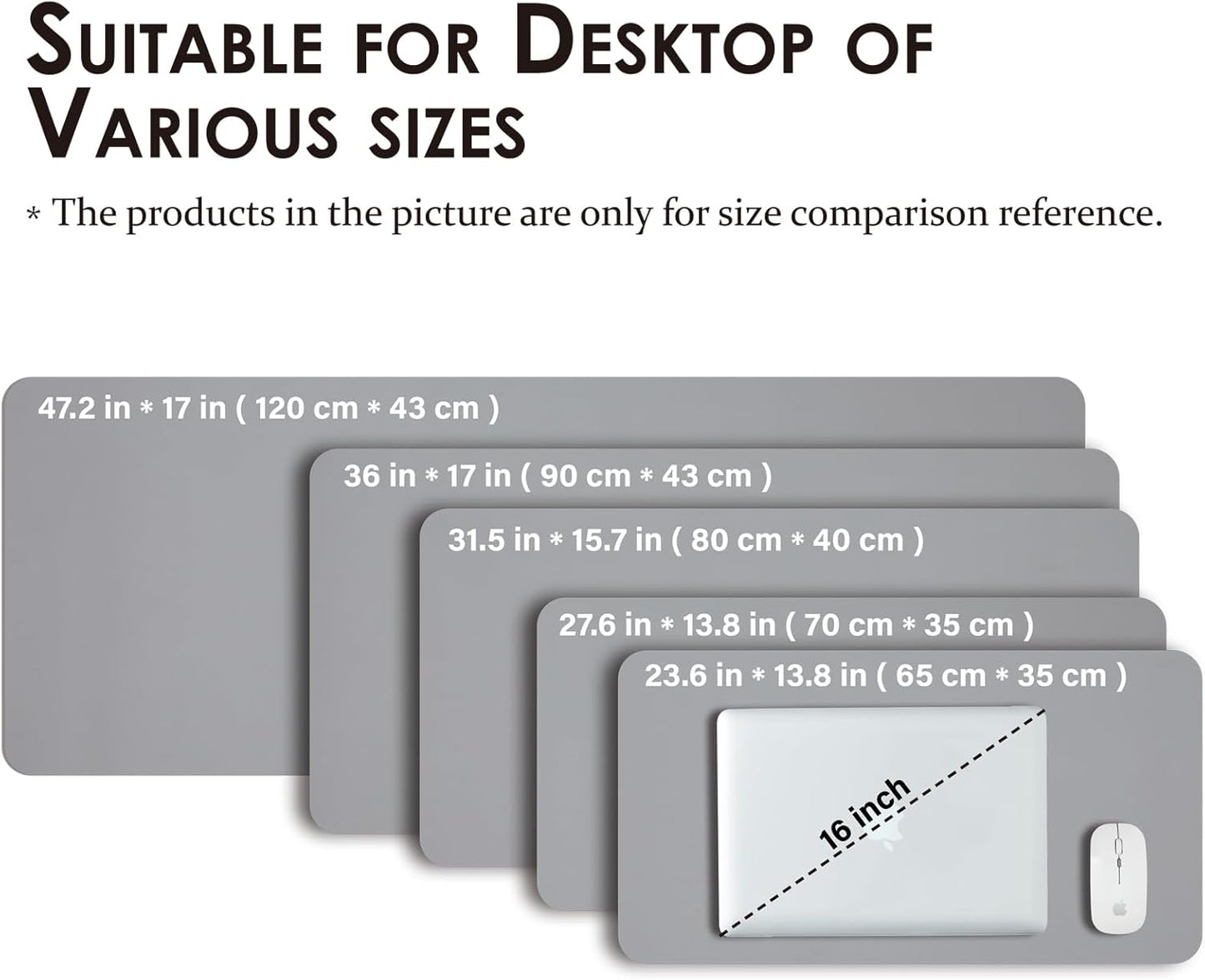 Large Desk Mat - 47.2"x 17" Non-Slip PU Desk Pad for Office and Home - Ideal for Large Mouse Pad and Desk Mats on Top of Desks(Dark Gray)