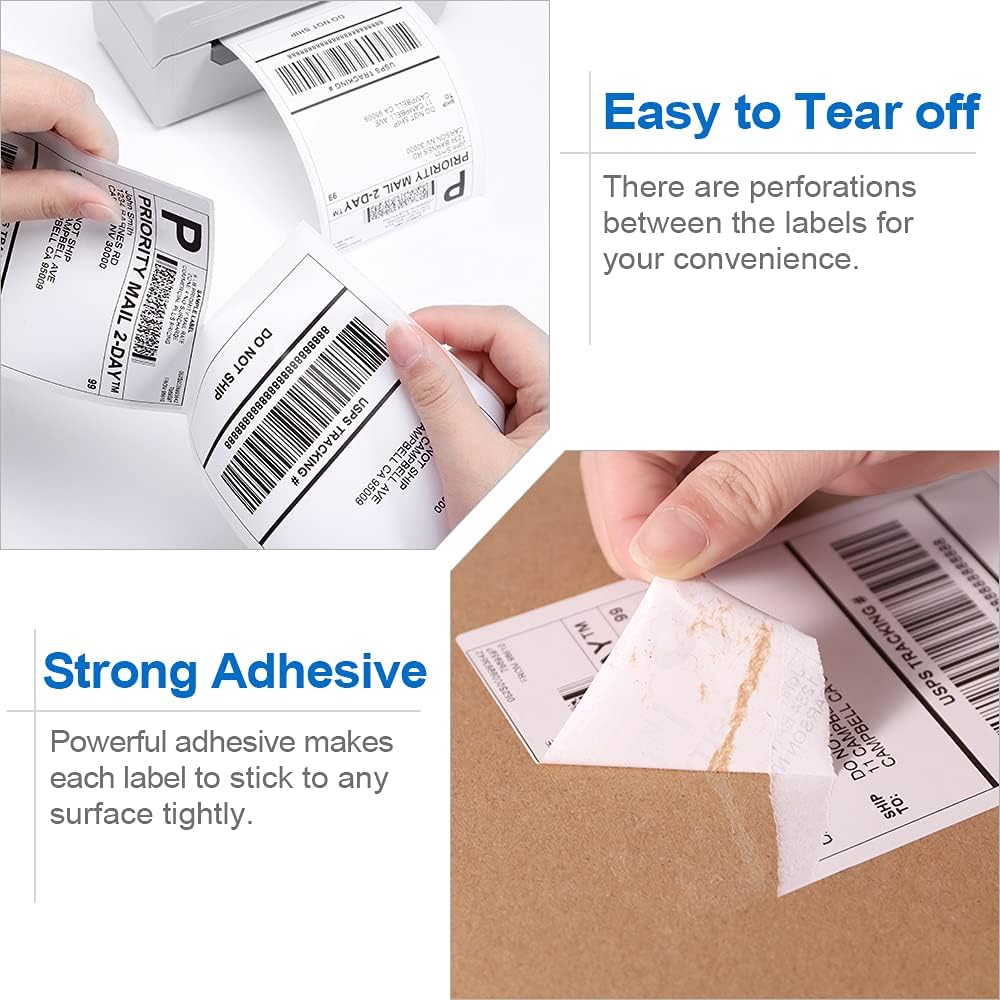 1000 Fanfold 4"x6" Direct Thermal Shipping Address Labels, (500 Labels/Stack) Paper Label for Direct Thermal Printer MUNBYN, JADENS, BEEPRT, ASprink, Nelko, Phomemo, for UPS USPS