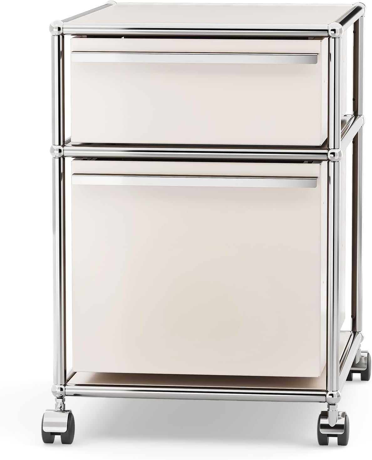 Steel Mobile File Cabinet for Office & Home with 360° Silent Wheels, Smooth Drawer Slides, Large Capacity, Waterproof and Rust-Proof, Stylish & Durable Storage Cabinet (2 Drawer, White)