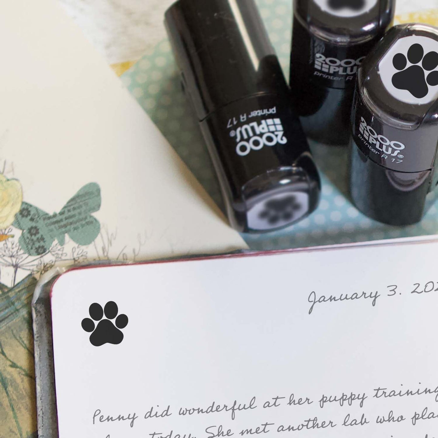 Paw Print Stamp / 2000 Plus Self Inking Animal Paw Print Stamper/Black Ink Imprint School Planner Worksheet Card Stamp