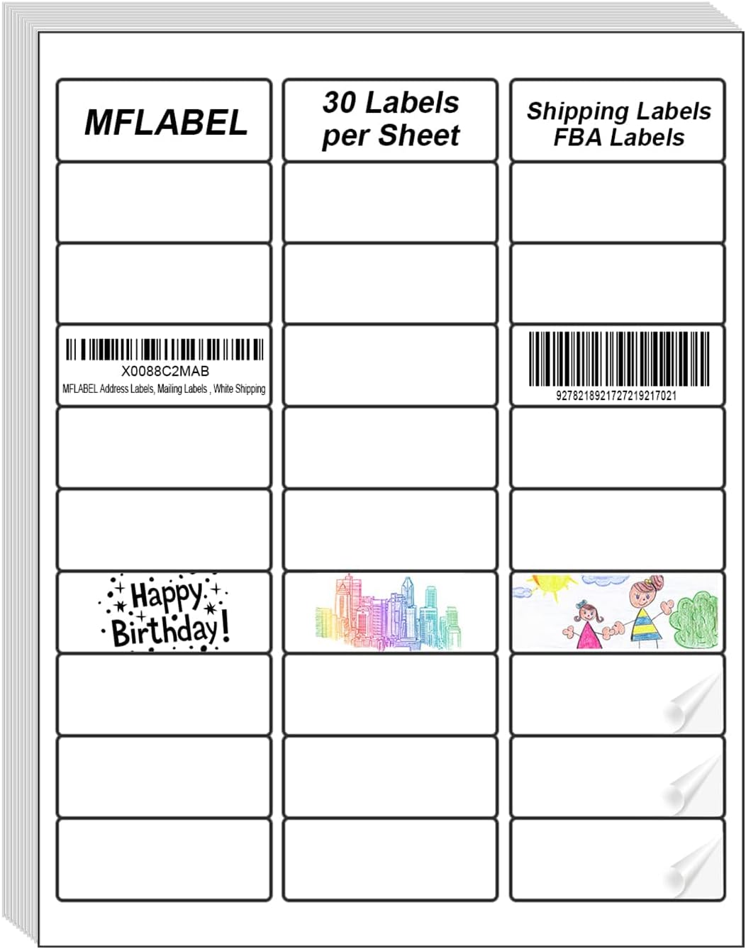 MFLABEL Address Label, 1" x2-5/8 Mailing Sticker, 30-UP White Shipping Labels for Inkjet or Laser Printer, 270000 Sticker Labels (9000 Sheets), 30 Label per Sheet