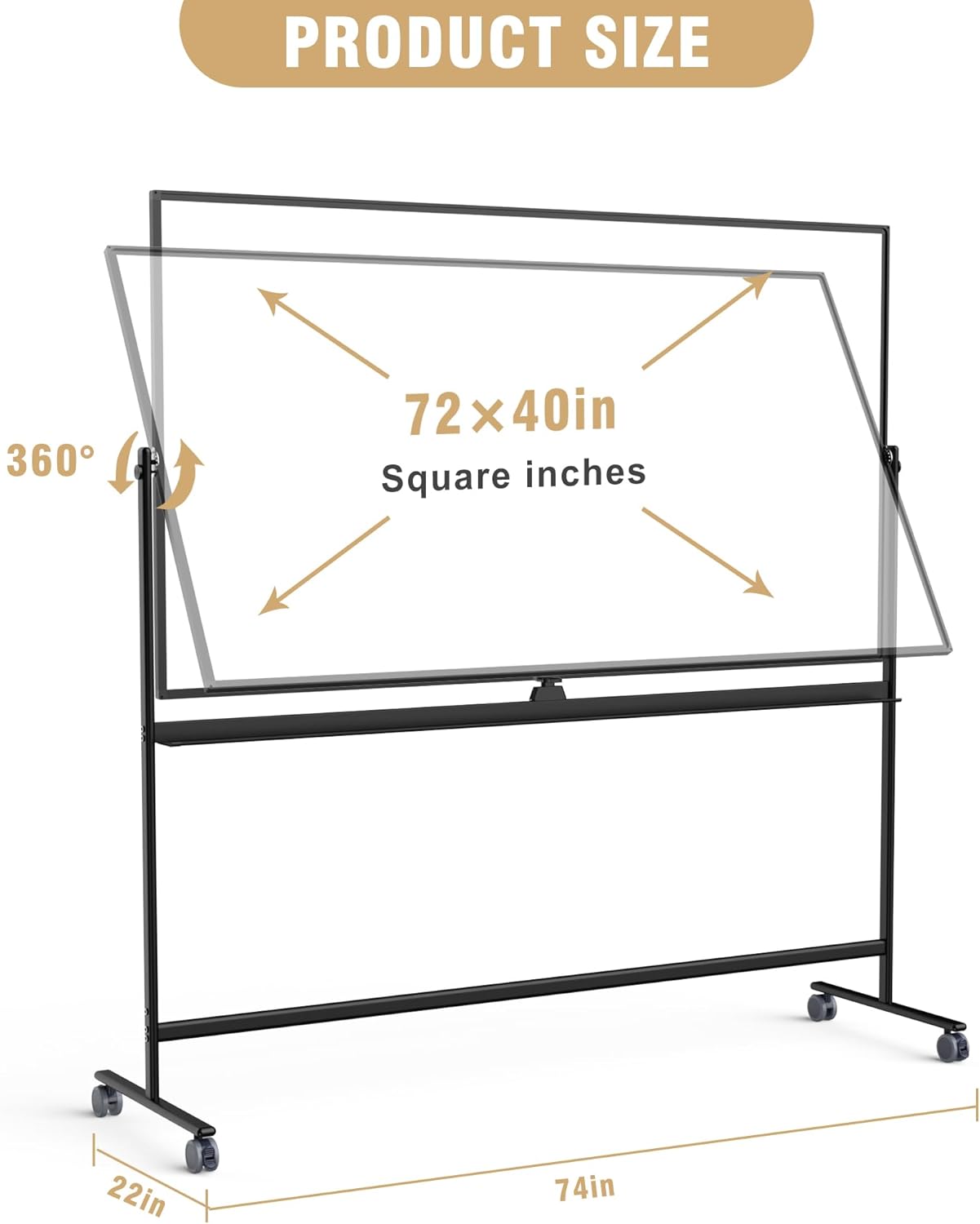 Rolling Whiteboard/w Height Adjustable, Mifuro 72 x 40 Large Portable Dry Erase Board with Stand and Wheels for Office,Classroom &School, Black