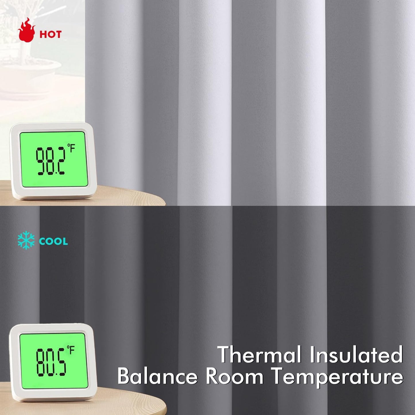 MIULEE Blackout Curtains for Bedroom Living Room 63 Inches Long 2 Panels, Thermal Insulated Room Darkening Drapes Solid Grommet Noise Reduction Light Blocking Window Curtains 40x63 Inch Greyish White