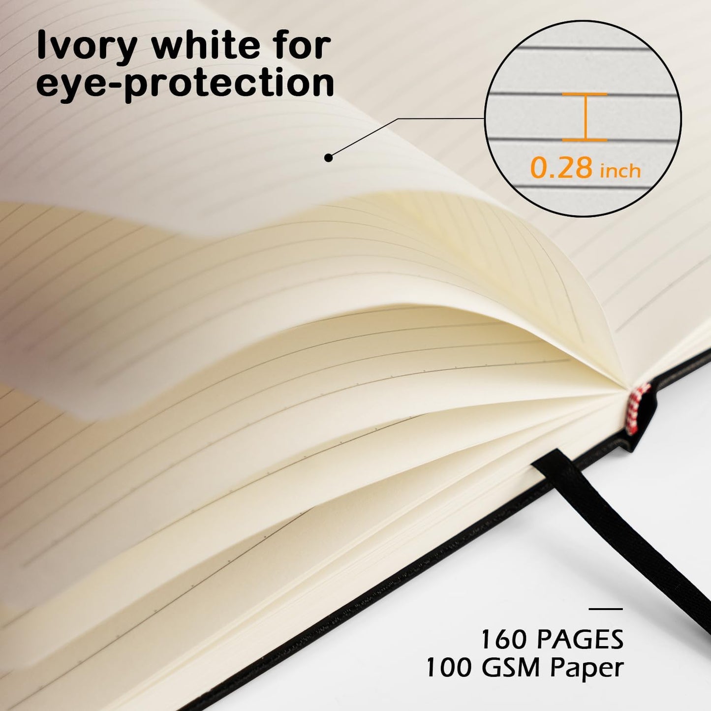 8 Pack Black Lined Journal Notebooks for Work, Travel, College, (A5 Size 100 GSM Thick Paper) - Classic Ruled, Hardcover Notepad for Writing 160 Pages, 5.5 x 8.3 inch, Multipack Journals