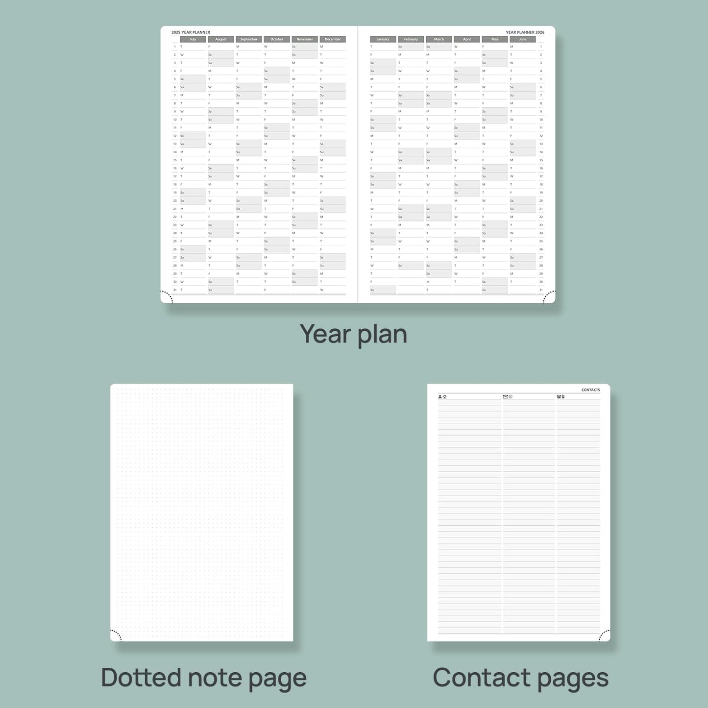 POPRUN 2025-2026 Daily Planner One Page Per Day (Large - 8.25'' x 12'') - Academic Calendar (July 2025 - June 2026), 2025 Day Appointment Book with Monthly Tabs, Hardcover - Light Pink