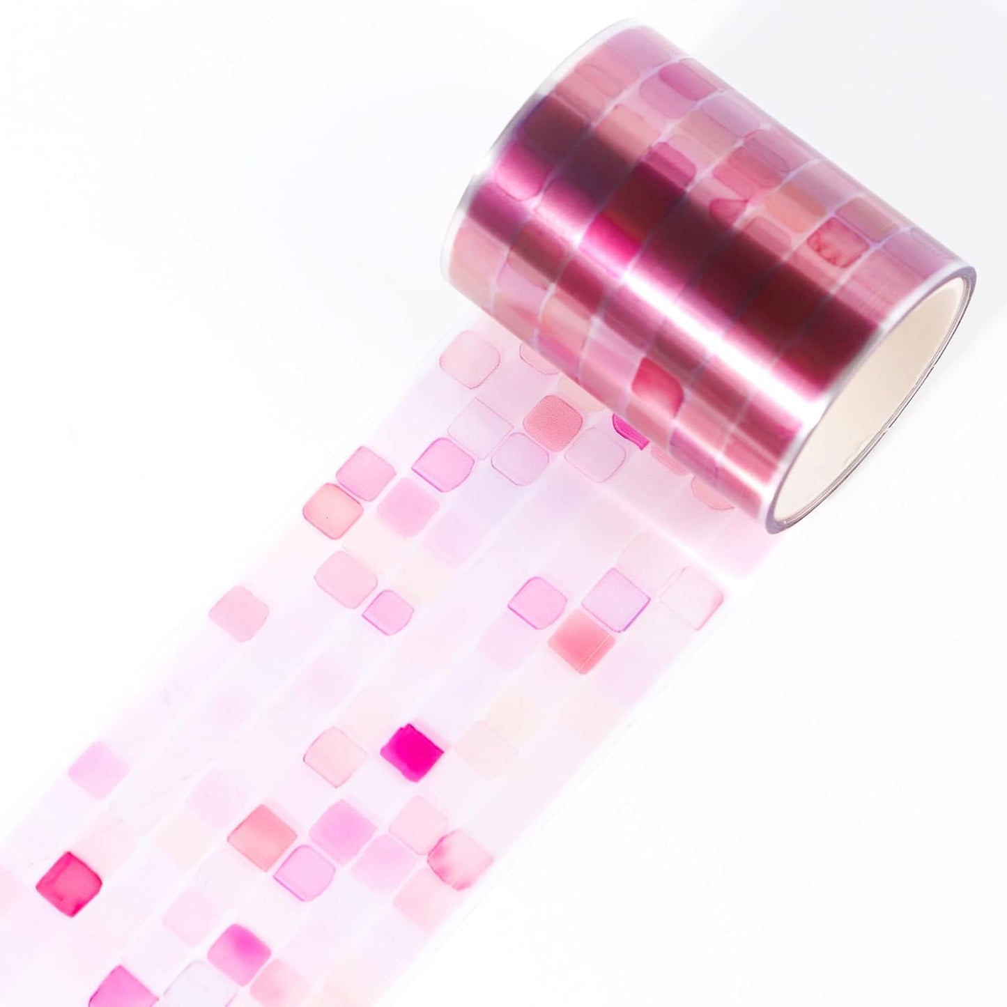 PET Tape for Journal Scrapbooking - Pink Mosaic Junk Journal PET Tape Scrapbook Supplies, Scrapbook Notebook Bottle Crafts Decor