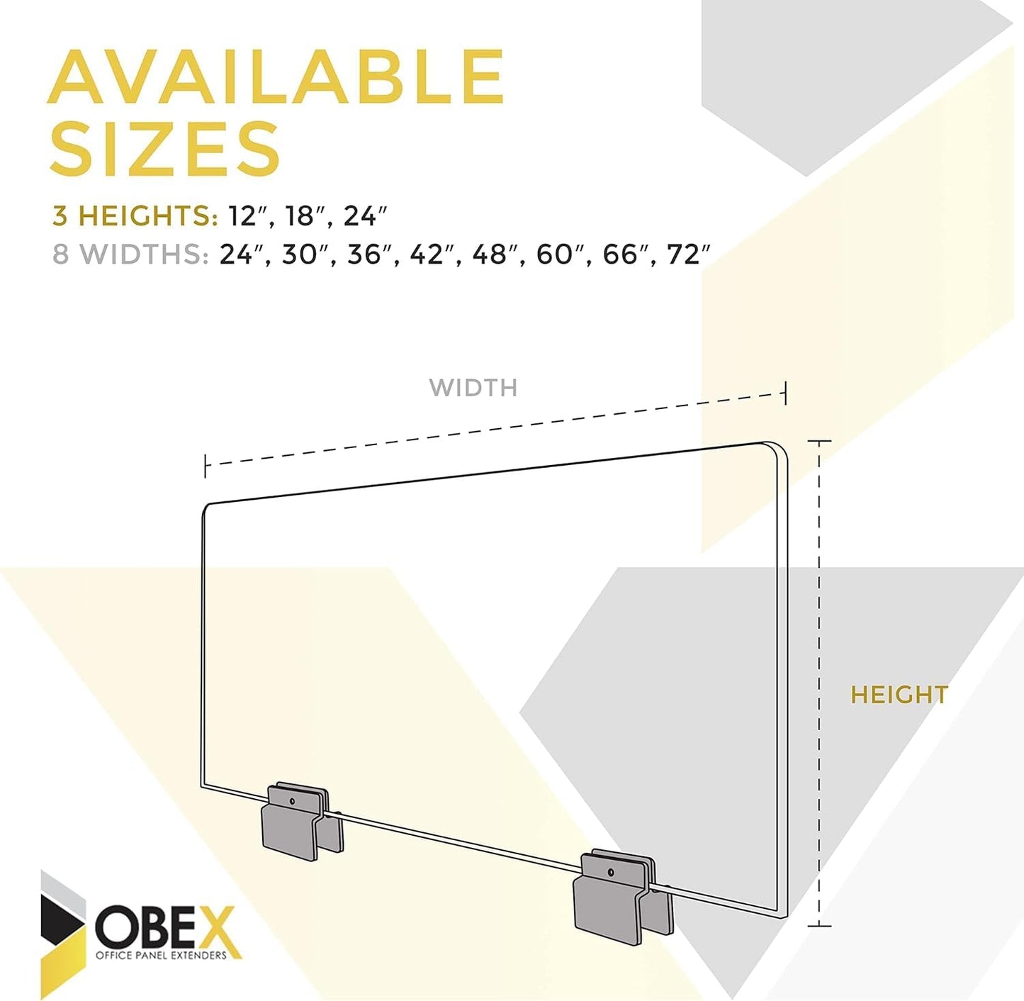 OBEX Acoustical Cubicle Privacy Screen Extender Desk Panel & Office Divider, Add Separation & Block Noise, 18" x 42", Overcast