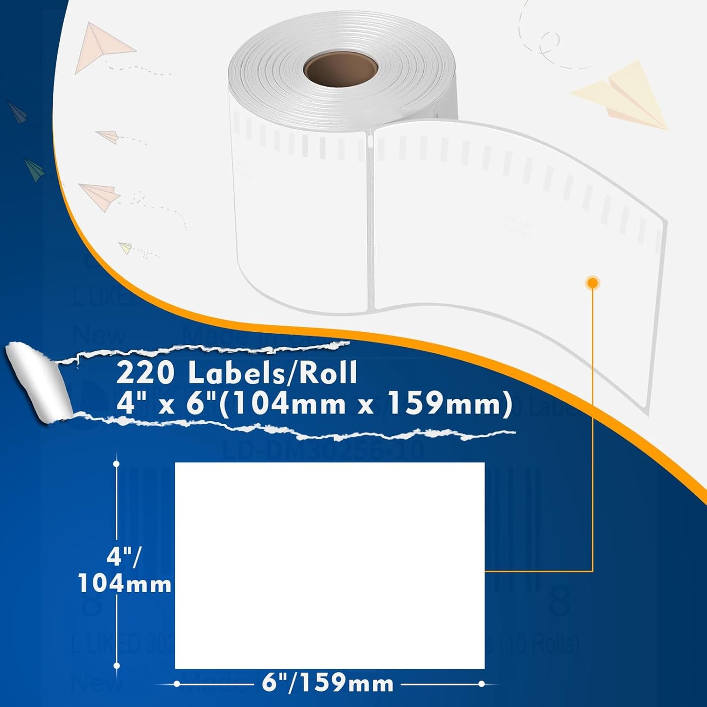 L LIKED 220 PCS 4"x 6" Direct Thermal Labels White Perforated Shipping Label, Compatible with DYMO 4XL 1744907,Zebra, Rollo, Jadens, Nelko, 220 Labels per Roll, 1 Roll