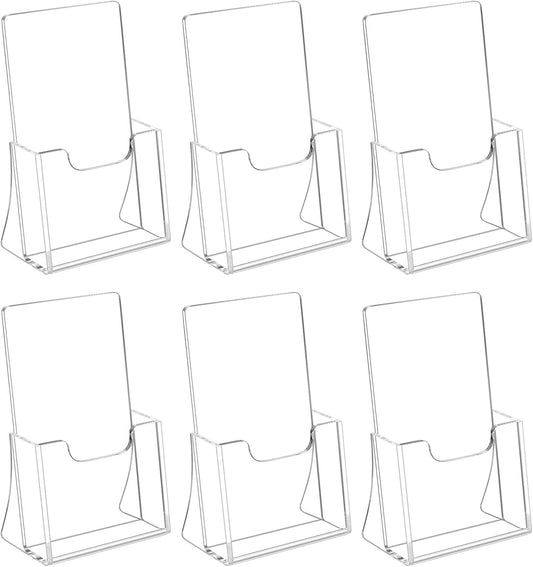 HIIMIEI Brochure Holder 4 x 6 inches, Acrylic Flyer Holder with 6 Pack, Plastic Stands for Displaying Flyer, Magazines, Pamphlets, Literature, Brochures, Booklets, Menu