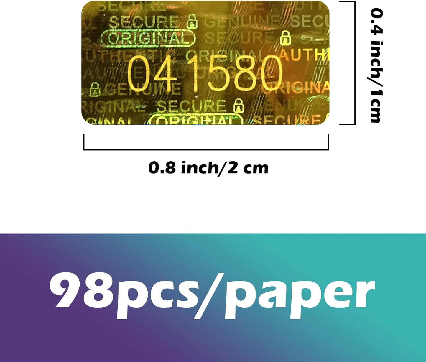 650pcs Tamper Proof Hologram Stickers Security Seal Labels Genuine Guarantee Warranty Void Labels with Unique Serial Number Gold(0.8x0.4inch)