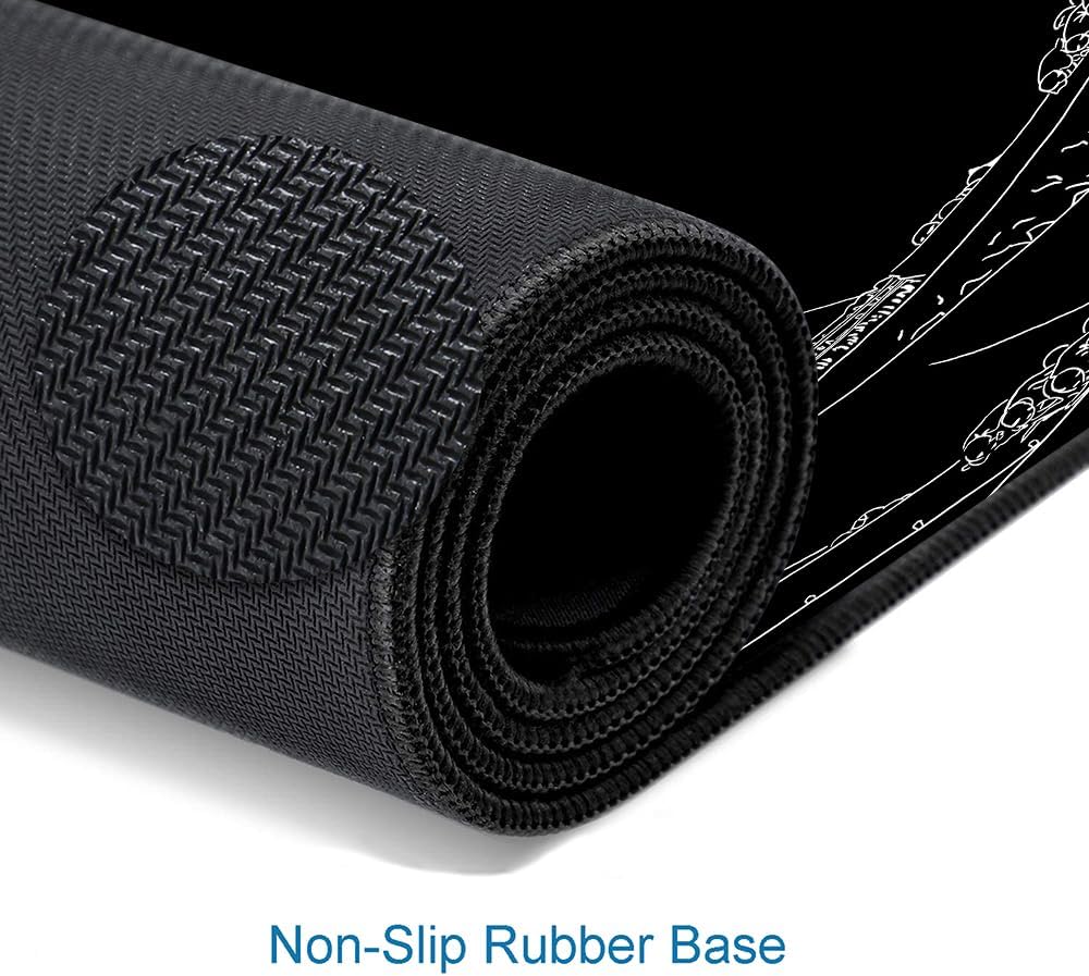 Large Mouse Pad Gaming, Extended Mousepad with Stitched Edges, Non-Slip Rubber Base Keyboard Desk Mat Mouse Pads for Work, Game, Office, Home, 31.5 x 11.8 in, Black Wave of Kanagawa