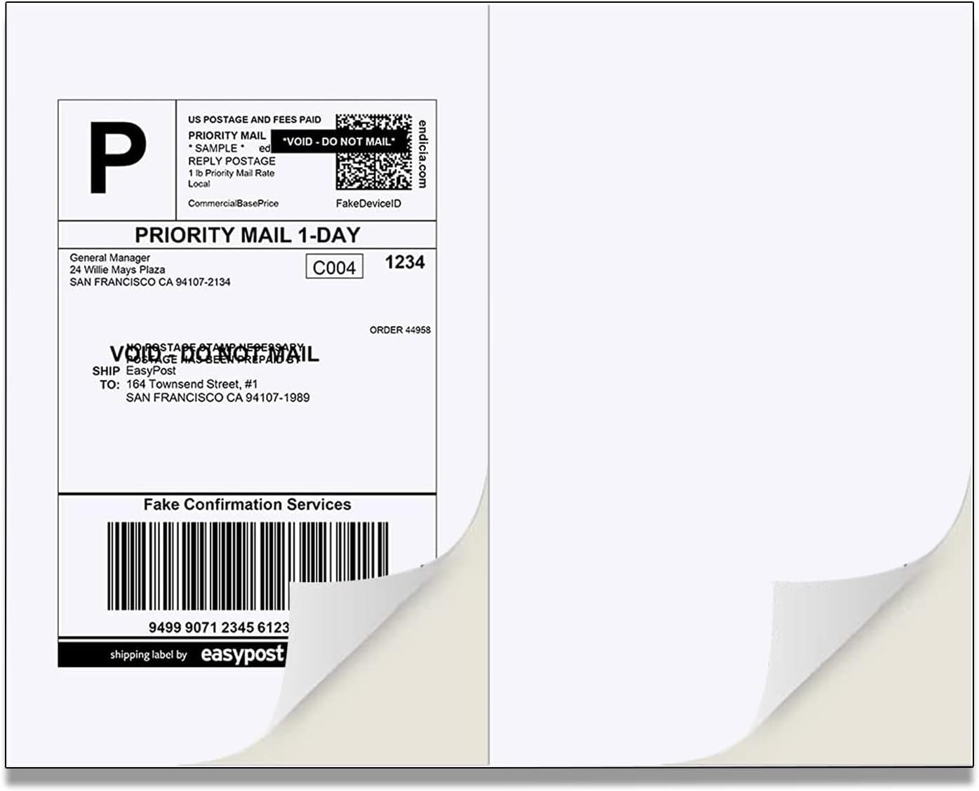 Half Sheet Laser/Ink Jet Shipping Labels UPS FedEx Address Labels (4000 Sheets, 8000 Labels)
