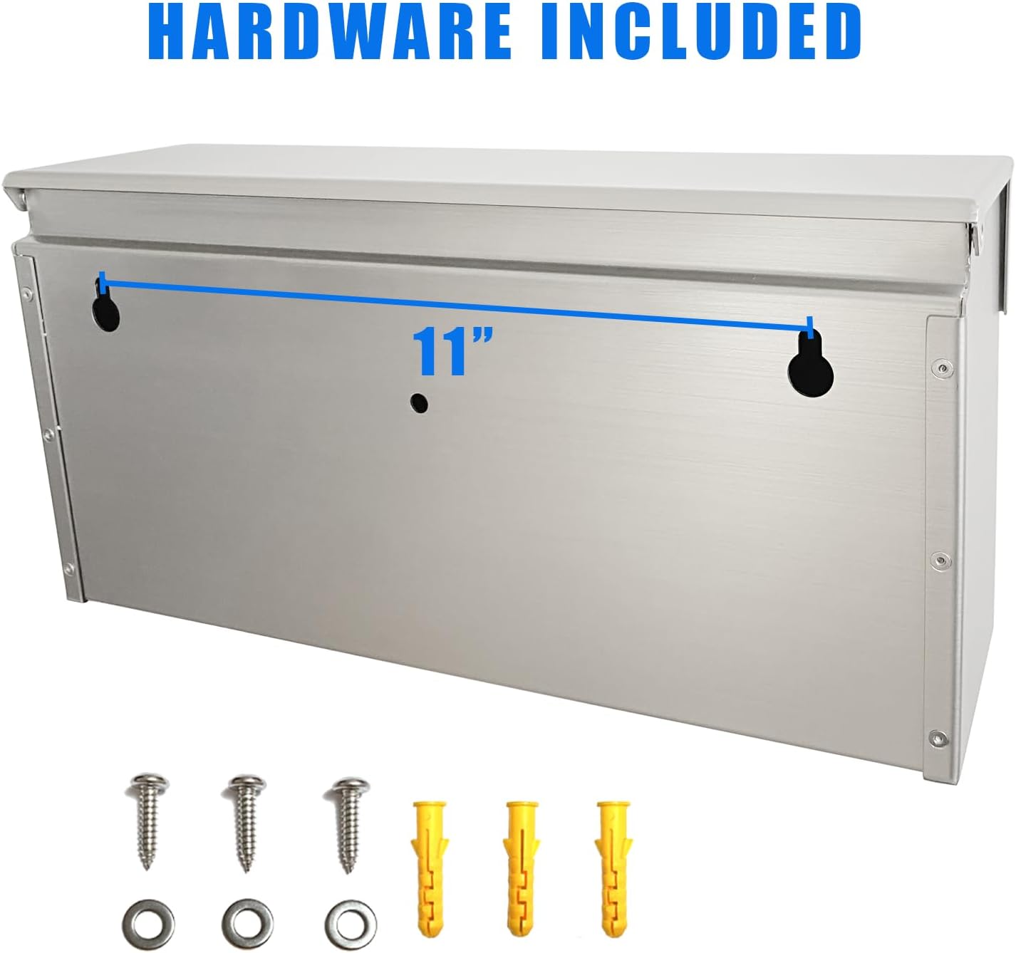 Modern Design Brushed Stainless Steel Mailbox for Walls, Heavy Duty Wall Mounted Mailbox - 14.5'' x 3.75'' x 7.1'' Rust Proof Steel Dropbox with Rainproof Design, Silver