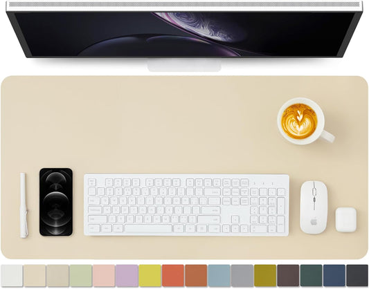 Leather Desk Mat - Non-Slip PU Desk Pad for Office and Home - Desk Organization and Accessories - Ideal for Large Mouse Pad and Desk Mats on Top of Desks (Beige,31.5"x 15.7")