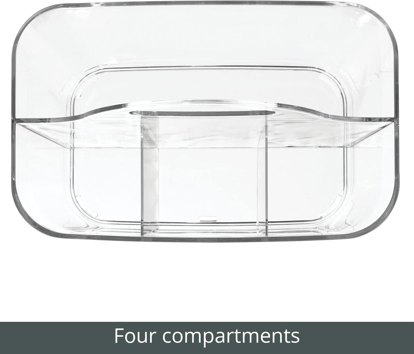 mDesign Plastic Small Office Storage Organizer Utility Tote Caddy with Handle for Cabinets, Desks, Workspaces - Holds Desktop Office Supplies, Pencils, Staplers Lumiere Collection, 2 Pack, Clear