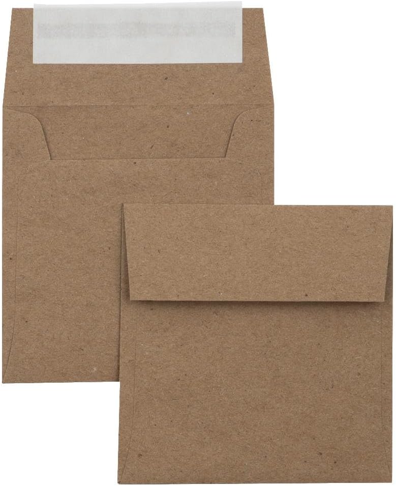 LUXPaper Square Invitation Envelopes | Peel & Press | 3 1/4" x 3 1/4" | Grocery Bag Brown | 70lb. Text | 50 Qty