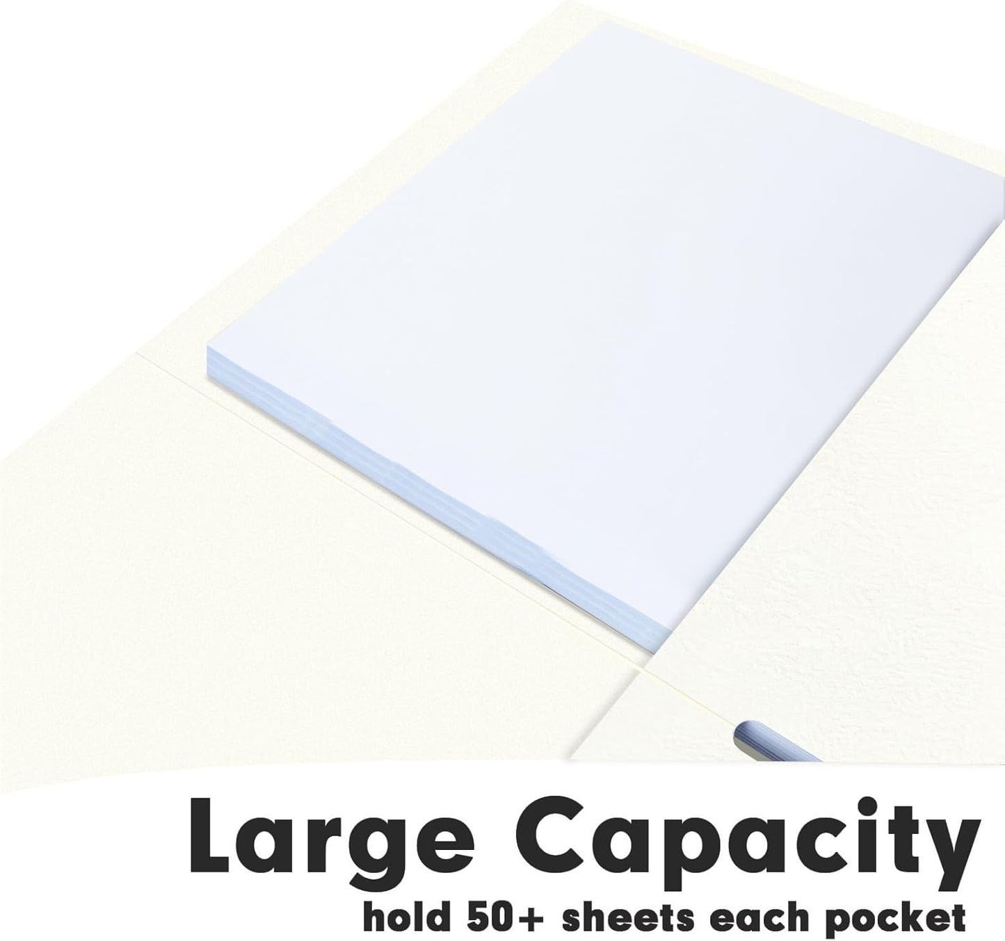 Two Pocket Folders, RAZCC 30 Pack File Folders with Pockets Fit Letter Size Paper, Thick Paper File Folder for School Office Business Home (White)