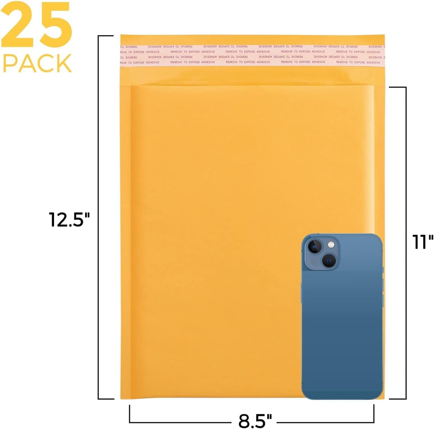 Fuxury Kraft Bubble Mailers 8.5x12 Inch 25 Pack, Strong Adhesion Padded Envelopes #2,Self Seal Bubble Envelopes, Padded Mailers,Book Mailer Packaging for Small Business,Yellow