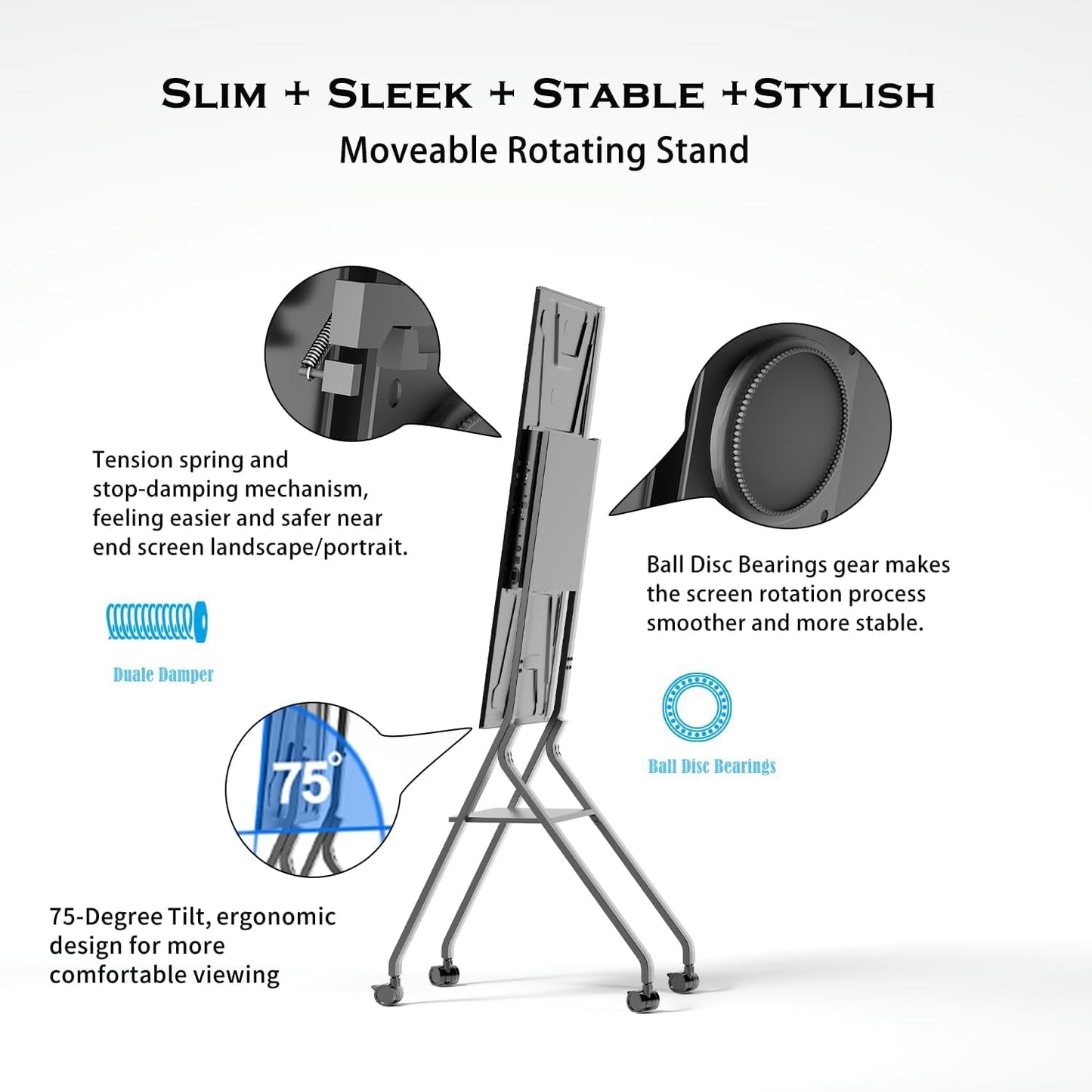 TIBURN FLIP HUB 55" S2 Android 13.0 4K UHD Rotating Smart Board | Digital whiteboard, Ideal for Hybrid Work, Interative Conference and Classroom Electronic Presentation Board with Flip Mobile Stand