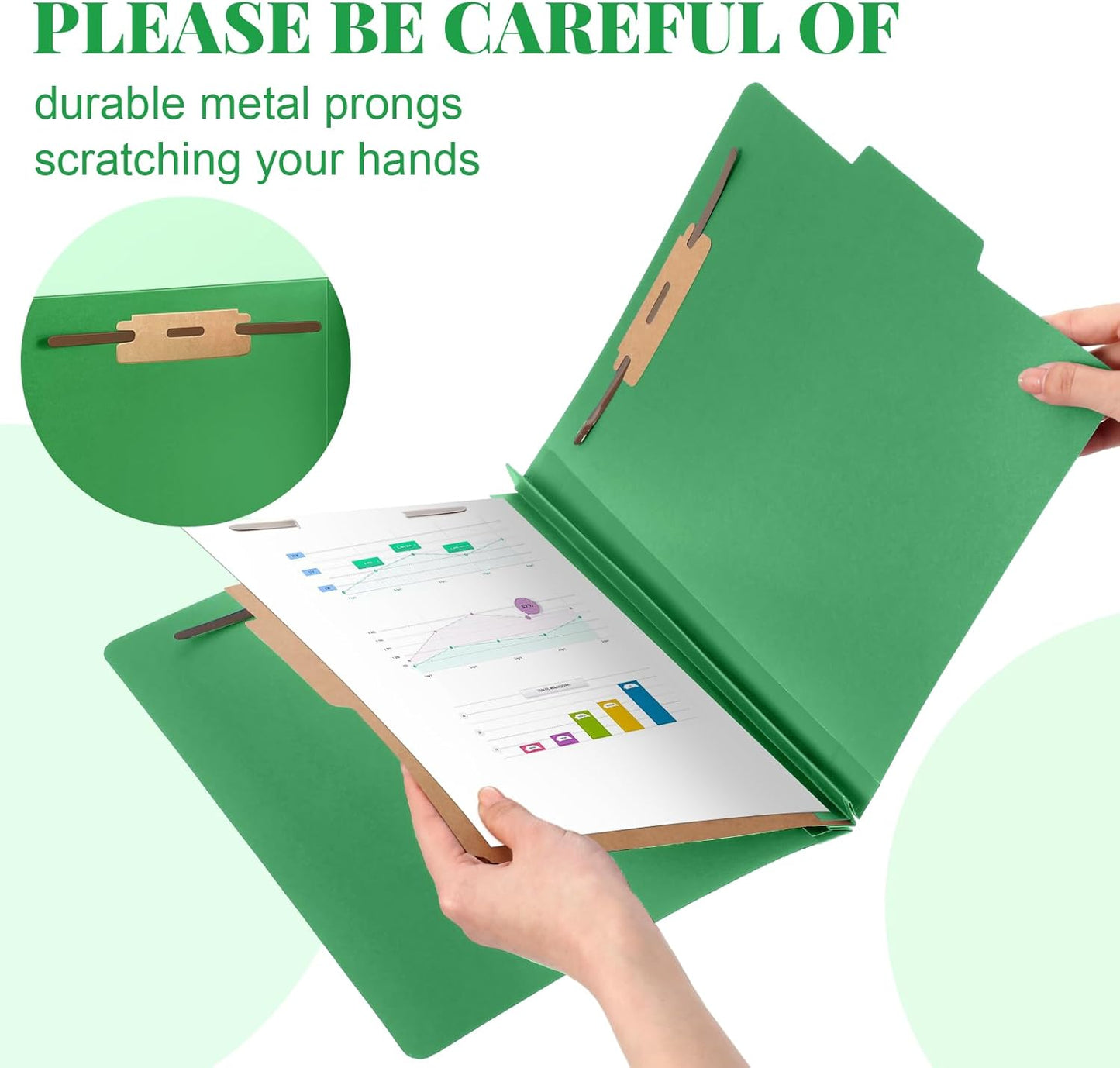 60 Pcs Classification Folders Letter Size, 1 Divider Pressboard File Folder with Fasteners, Expanding File Organizer Bulk for Teachers, Clergy, Office, Church, Christmas Donations (Green)