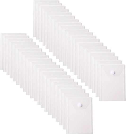 6''x4'' Vertical Plastic Envelopes Hook Loop Closure Coupon Receipt Storage Holder 40 Pack